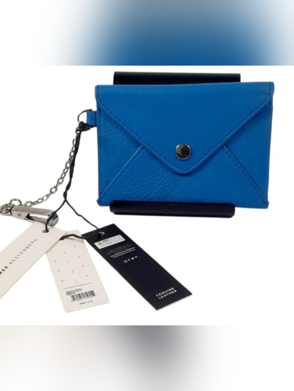 NWT Aimee Kestenberg Card Holder w/ Keychain - Memphis Blue Leather